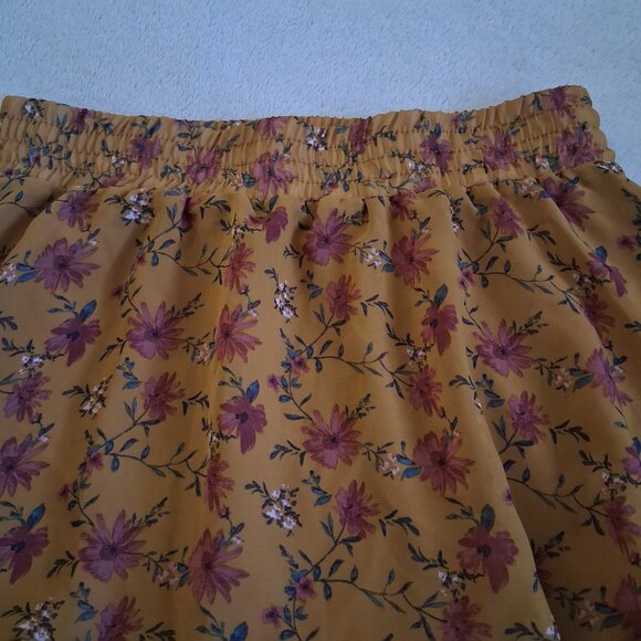 Beautees Girl's Size XL (16) Rust Floral Print Ruffle Hem Skirt - Picture 5 of 8
